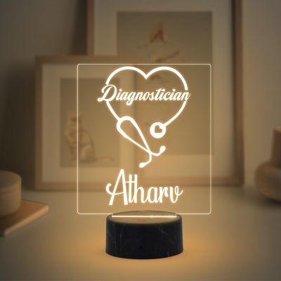 Diagnostician stethoscope Design night lamp with Warm White Light Customized with Name Thankyou Gift for Doctor , Birthday Gift for Doctor , Home & Doctor Clinic Decor