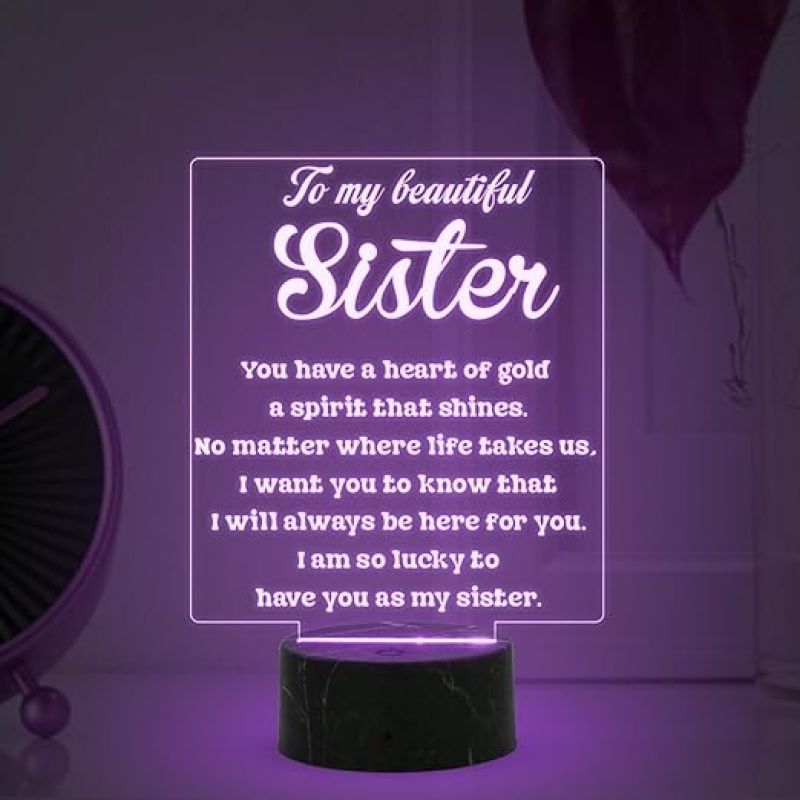 To My Beautiful Sister night lamp with Birthday Gift for Sister , Express Your Love for Sister , Raksha Bandhan Gift from Brother & Sister