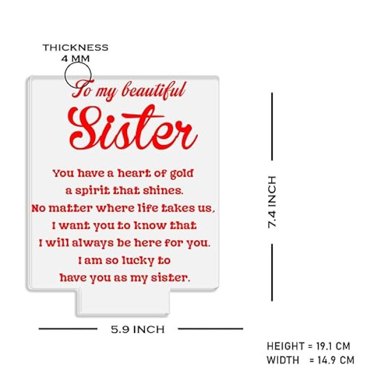 To My Beautiful Sister night lamp with Birthday Gift for Sister , Express Your Love for Sister , Raksha Bandhan Gift from Brother & Sister