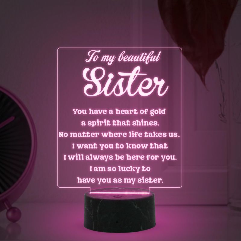 To My Beautiful Sister night lamp with Birthday Gift for Sister , Express Your Love for Sister , Raksha Bandhan Gift from Brother & Sister