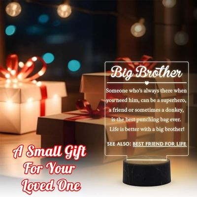 Big Brother Engraved night lamp with Warm White Light Birthday Gift for Brother , Raksha Bandhan Gift for Brother from Sister