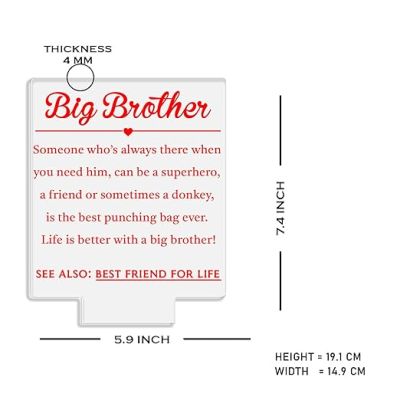 Big Brother Engraved night lamp with Warm White Light Birthday Gift for Brother , Raksha Bandhan Gift for Brother from Sister