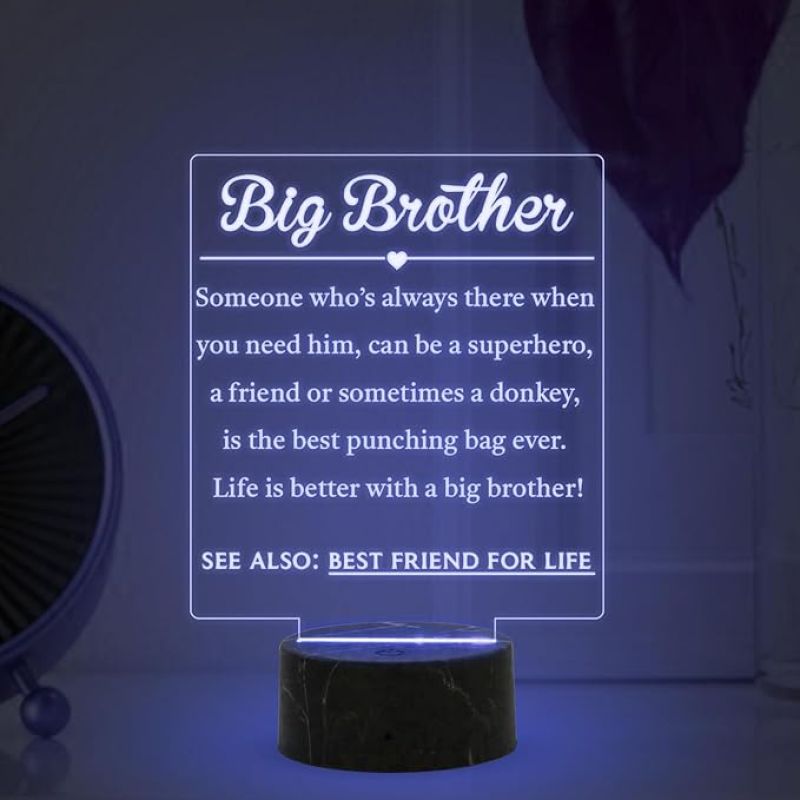 Big Brother Engraved night lamp with Automatic Color Changing Light Birthday Gift for Brother, Raksha Bandhan Gift for Brother from Sister