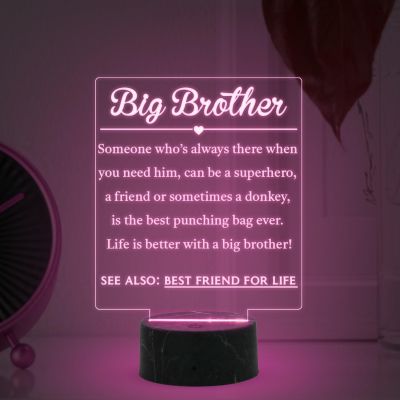 Big Brother Engraved night lamp with Automatic Color Changing Light Birthday Gift for Brother, Raksha Bandhan Gift for Brother from Sister