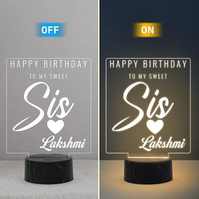 Happy Birthday to My Sweet Sis Night Lamp with Warm White Light Customized with Name Birthday Gift for Sister | Surprise Gift for Sister
