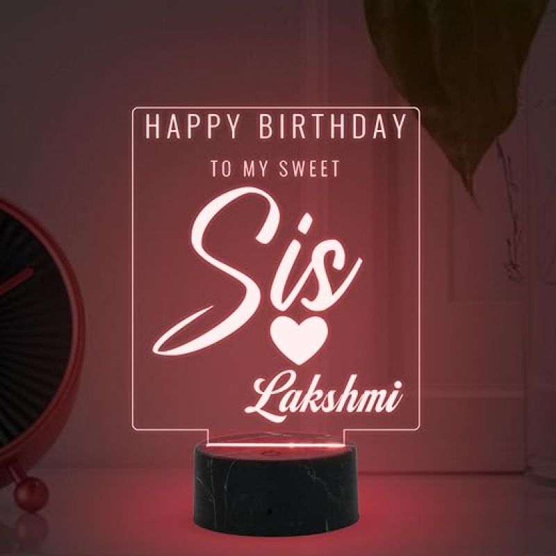Happy Birthday to My Sweet Sis night lamp with Automatic Color Changing Light Customized with Name Birthday Gift for Sister , Surprise Gift for Sister