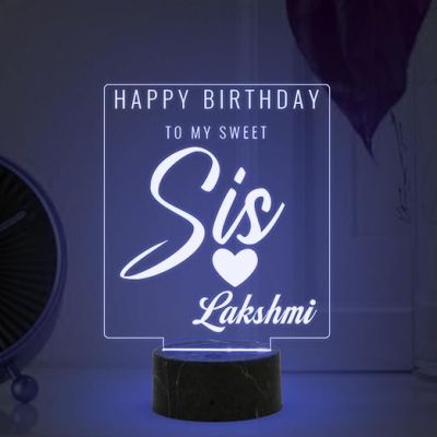 Happy Birthday to My Sweet Sis night lamp with Automatic Color Changing Light Customized with Name Birthday Gift for Sister , Surprise Gift for Sister