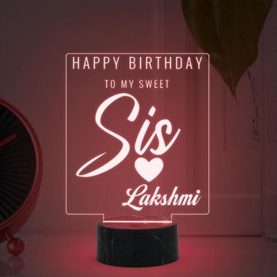 Happy Birthday to My Sweet Sis night lamp with Automatic Color Changing Light Customized with Name Birthday Gift for Sister , Surprise Gift for Sister