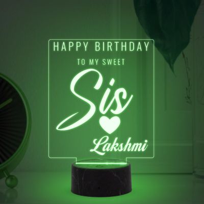 Happy Birthday to My Sweet Sis night lamp with Automatic Color Changing Light Customized with Name Birthday Gift for Sister , Surprise Gift for Sister