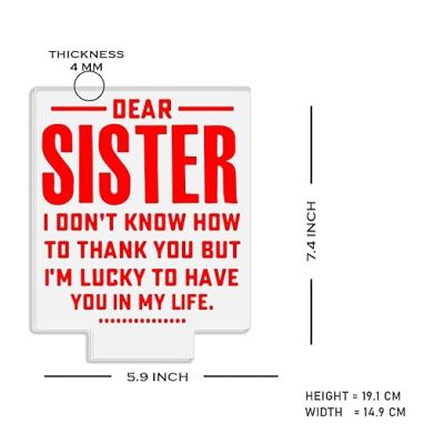 Dear Sister Engraved night lamp with Warm White Light Rakhi Gift for Sister , Gift for Sister from Brother On Birthday BhaiDooj Return Gift, Best Sister in The World Lamp