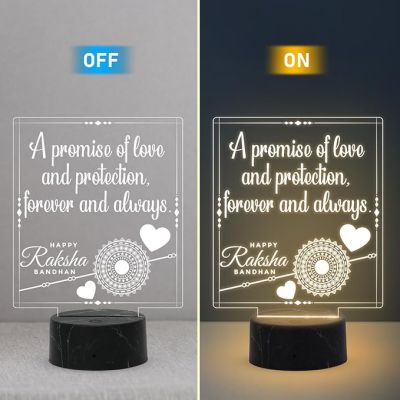 Happy Raksha Bandhan Engraved night lamp with Warm White Light Gift for Sister, Gift for Sister from Brother,