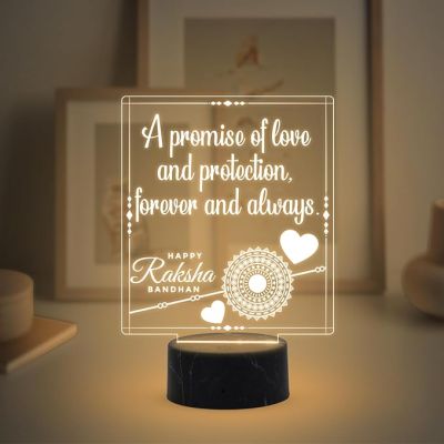 Happy Raksha Bandhan Engraved night lamp with Warm White Light Gift for Sister, Gift for Sister from Brother,