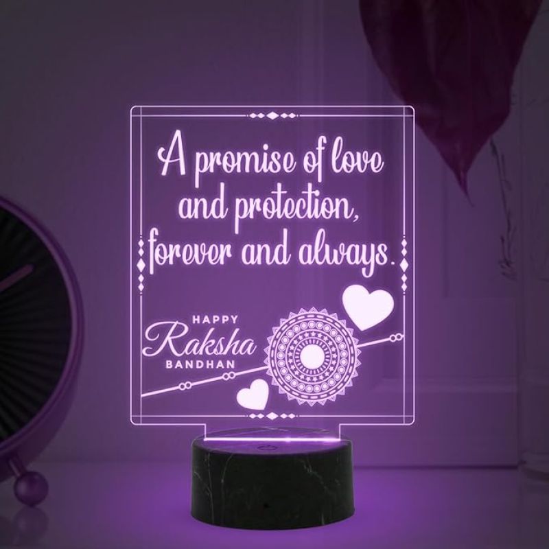 Happy Raksha Bandhan night lamp with Automatic Color Changing Light Gift for Sister, Gift for Sister from Brother,