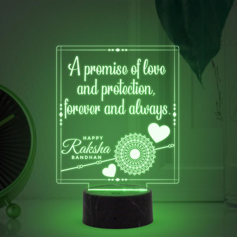 Happy Raksha Bandhan night lamp with Automatic Color Changing Light Gift for Sister, Gift for Sister from Brother,