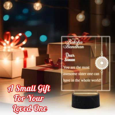 Happy Raksha Bandhan night lamp with Warm White Light Customized with Name Raksha Bandhan Gift for Sister and Brother Best Gift for Rakhi