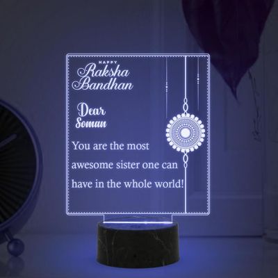 Happy Raksha Bandhan night lamp with Multicolored Light Customized with Name Raksha Bandhan Gift for Sister and Brother Best Gift for Rakhi