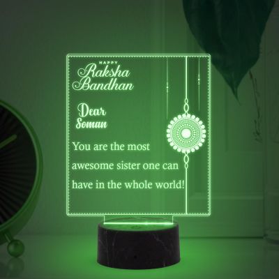 Happy Raksha Bandhan night lamp with Multicolored Light Customized with Name Raksha Bandhan Gift for Sister and Brother Best Gift for Rakhi