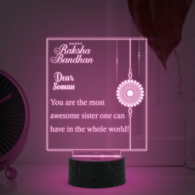 Happy Raksha Bandhan night lamp with Multicolored Light Customized with Name Raksha Bandhan Gift for Sister and Brother Best Gift for Rakhi