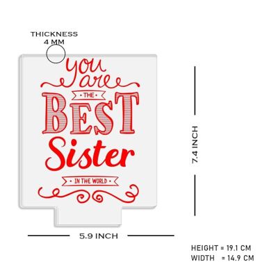 You are The Best Sister in The World Engraved night lamp with Birthday Gift for Sister, Raksha Bandhan Gift for Sister from Brother
