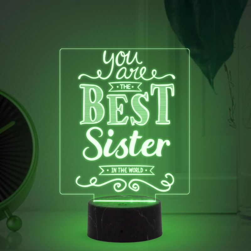You are The Best Sister in The World Engraved night lamp with Multicolored Light Birthday Gift for Sister, Raksha Bandhan Gift for Sister from Brother