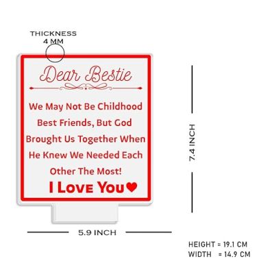 3D Illusion Dear Bestie I Love You night lamp with Warm White Light Gift for Best Friend & Sister, Gift for Friendship Day, Birthday Gift for Bestie