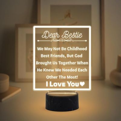3D Illusion Dear Bestie I Love You night lamp with Warm White Light Gift for Best Friend & Sister, Gift for Friendship Day, Birthday Gift for Bestie