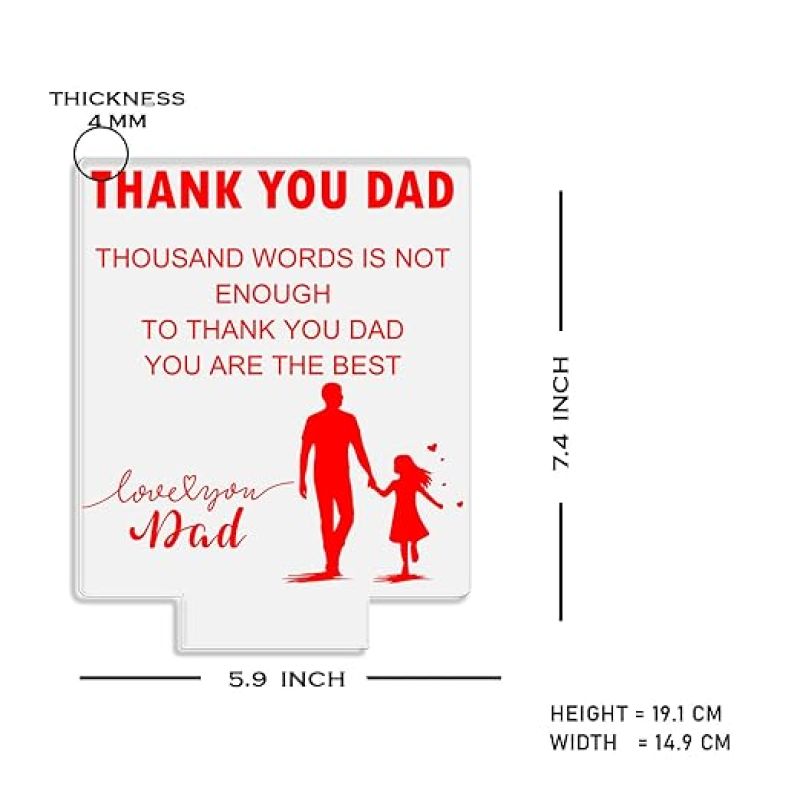 Thank You & Love You Dad night lamp with Warm White Light Birthday Gift for Dad , Fathers Day Gift