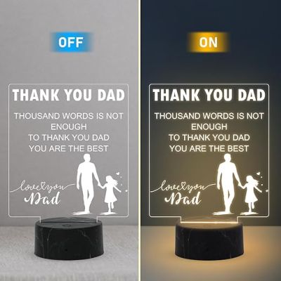 Thank You & Love You Dad night lamp with Warm White Light Birthday Gift for Dad , Fathers Day Gift