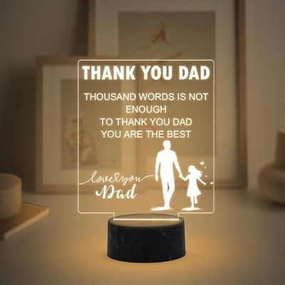 Thank You & Love You Dad night lamp with Warm White Light Birthday Gift for Dad , Fathers Day Gift