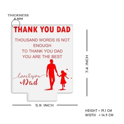 Thank You & Love You Dad night lamp with Warm White Light Birthday Gift for Dad , Fathers Day Gift