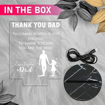 Thank You & Love You Dad night lamp with Warm White Light Birthday Gift for Dad , Fathers Day Gift