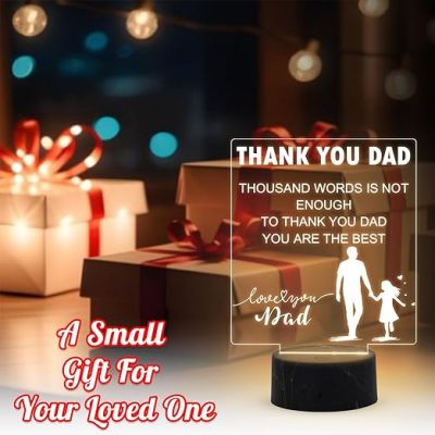 Thank You & Love You Dad night lamp with Warm White Light Birthday Gift for Dad , Fathers Day Gift