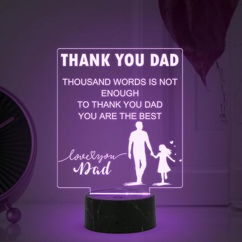 Thank You & Love You Dad night lamp with 7 Color Changing Light Birthday Gift for Dad , Fathers Day Gift