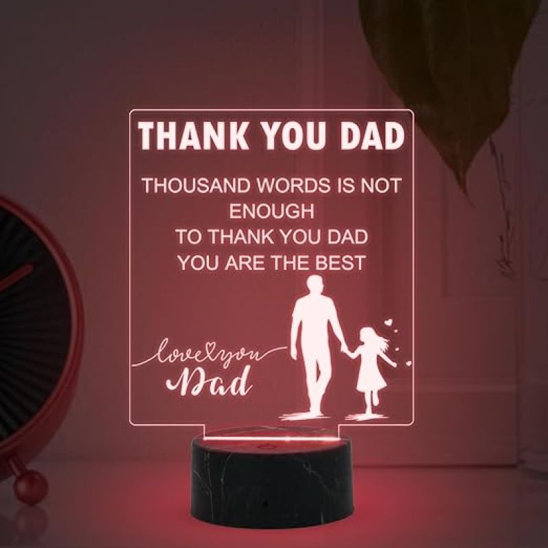 Thank You & Love You Dad night lamp with 7 Color Changing Light Birthday Gift for Dad , Fathers Day Gift