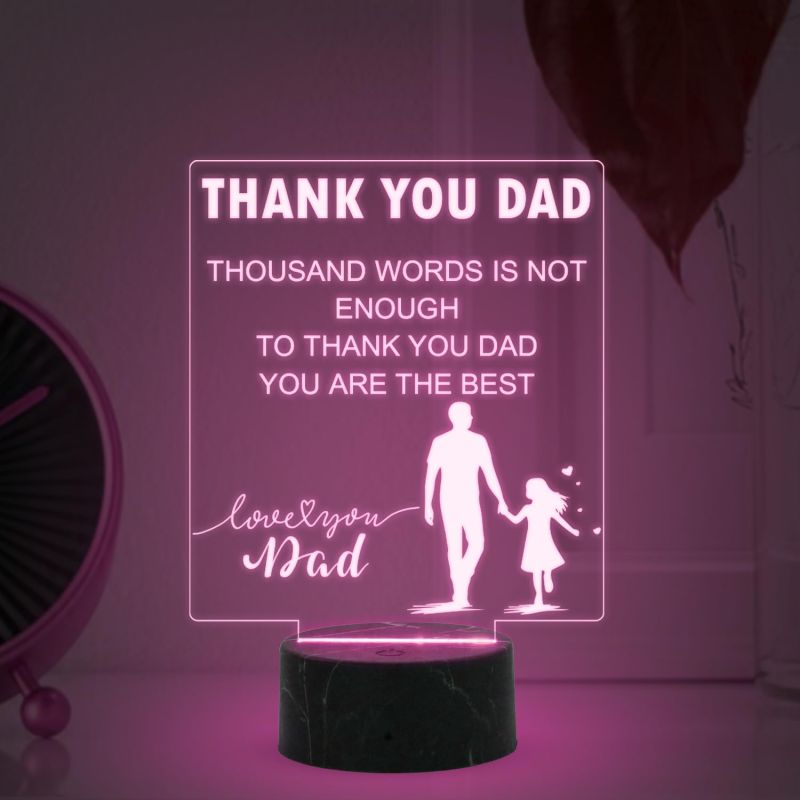 Thank You & Love You Dad night lamp with 7 Color Changing Light Birthday Gift for Dad , Fathers Day Gift