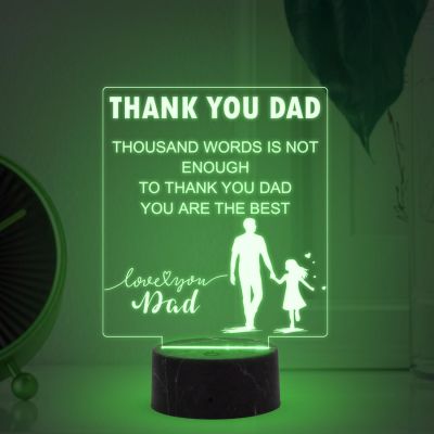 Thank You & Love You Dad night lamp with 7 Color Changing Light Birthday Gift for Dad , Fathers Day Gift