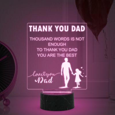Thank You & Love You Dad night lamp with 7 Color Changing Light Birthday Gift for Dad , Fathers Day Gift