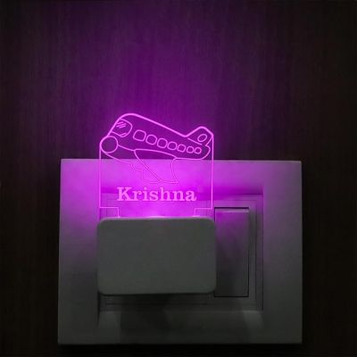 Personalized Airplane Plug Night Lamp with 7 Color Changing Light Customized with Name Birthday Return Gift, Kids Room Decor