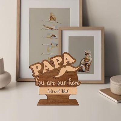 Papa You Are Our Home Wooden Plaque Customized With Name Fathers Day Gift For Dad Birthday Gift For Dad , Surprise Gift For Dad