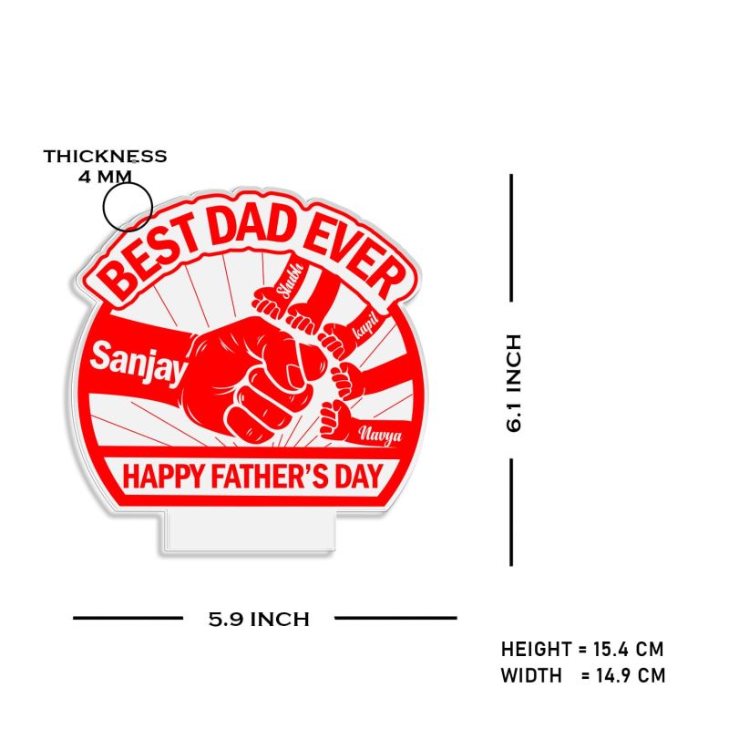 Best Dad Happy Father's Day night lamp with Warm White Light Customize with your Father’s Day Gift from Daughter & Son , Memorable Gift for Dad