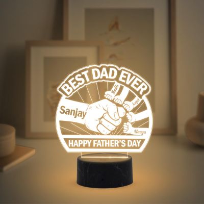 Best Dad Happy Father's Day night lamp with Warm White Light Customize with your Father’s Day Gift from Daughter & Son , Memorable Gift for Dad