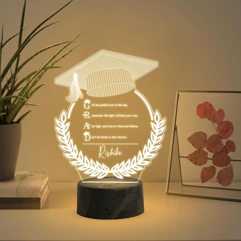 Personalized Graduation Cap night lamp with Warm White Light Customized with Name Graduation Gift for Student Daughter & Son, Doctor, Law Students, Engineers, Nurse