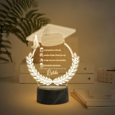 Personalized Graduation Cap night lamp with Warm White Light Customized with Name Graduation Gift for Student Daughter & Son, Doctor, Law Students, Engineers, Nurse