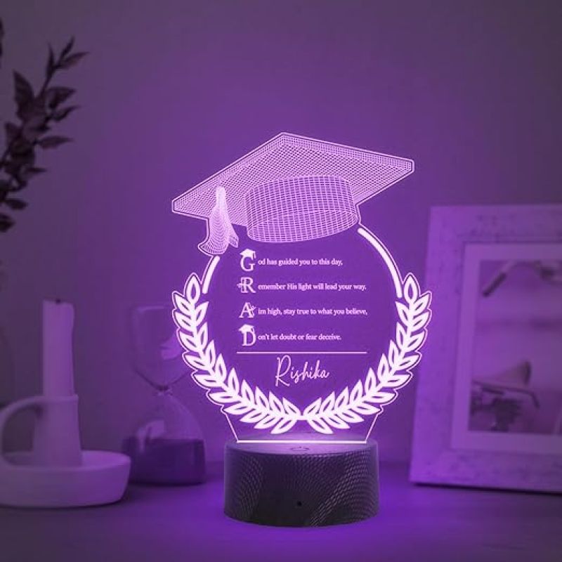 Personalized Graduation Cap night lamp with Multicolored Light Customized with Name Graduation Gift for Student Daughter & Son, Doctor, Law Students, Engineers, Nurse