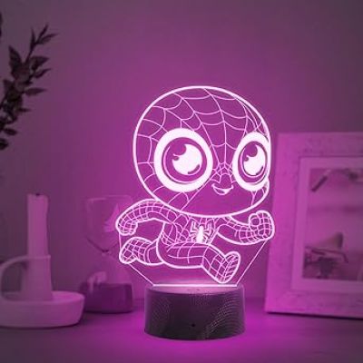 3D Illusion Kids Spiderman Avengers Night Lamp with  Multicolored Light Birthday Gift for Marvel Fans , Kids Room Decor Light , Gift for Avengers Lovers