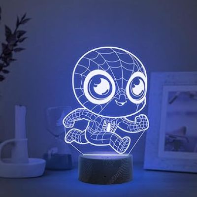 3D Illusion Kids Spiderman Avengers Night Lamp with  Multicolored Light Birthday Gift for Marvel Fans , Kids Room Decor Light , Gift for Avengers Lovers