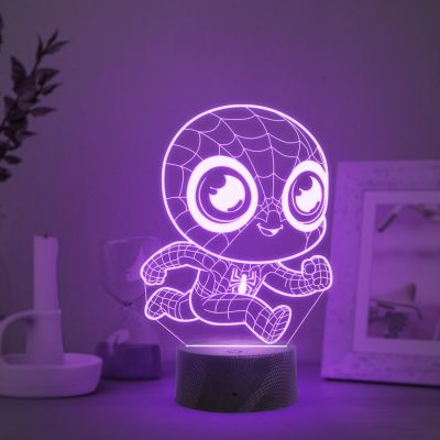 3D Illusion Kids Spiderman Avengers Night Lamp with  Multicolored Light Birthday Gift for Marvel Fans , Kids Room Decor Light , Gift for Avengers Lovers