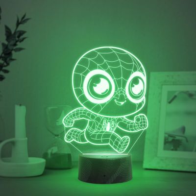 3D Illusion Kids Spiderman Avengers Night Lamp with  Multicolored Light Birthday Gift for Marvel Fans , Kids Room Decor Light , Gift for Avengers Lovers