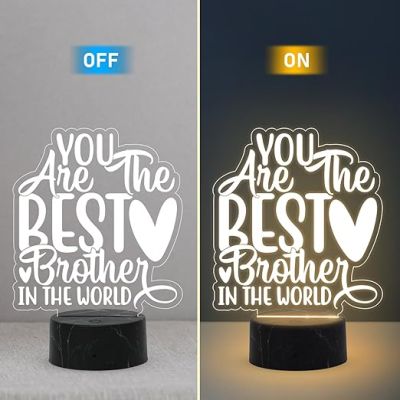 You are The Best Brother in The World Engraved Night Lamp with  Warm White Light Best Birthday Gift for Brother, Raksha Bandhan Gift for Bhai