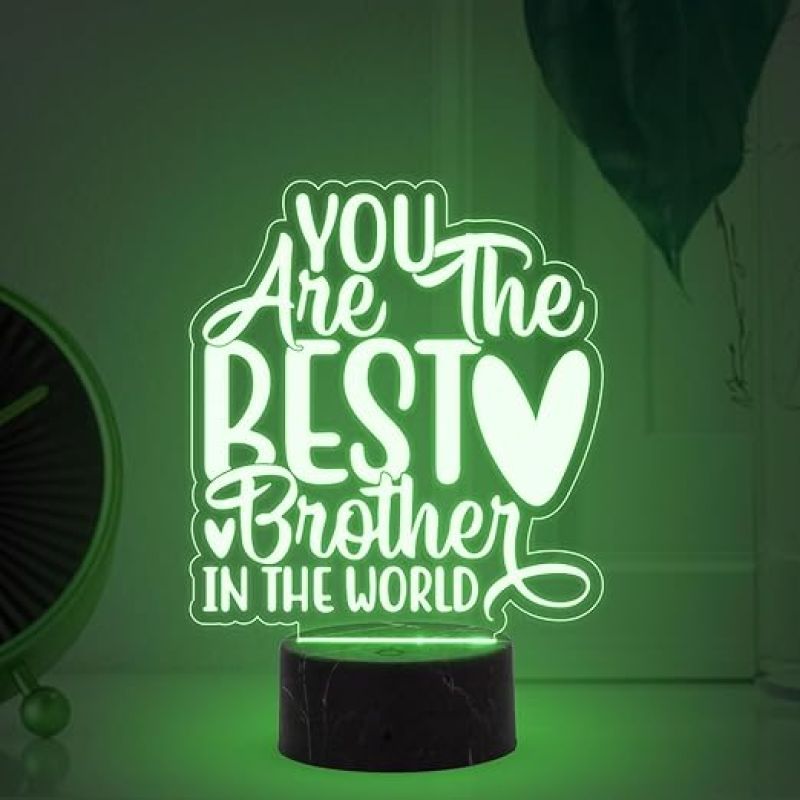 You are The Best Brother in The World Engraved Night Lamp with Multicolored Light Best Birthday Gift for Brother , Raksha Bandhan Gift for Bhai